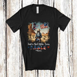 MacnyStore - Personalized Girl Who Loves Eagle; Proud 4th Of July Custom Name Western Cowgirl; Patriotic T-Shirt