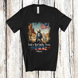 MacnyStore - Personalized Girl Who Loves Goose; Proud 4th Of July Custom Name Western Cowgirl; Patriotic T-Shirt