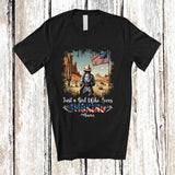 MacnyStore - Personalized Girl Who Loves Smoking; Proud 4th Of July Custom Name Western Cowgirl; Patriotic T-Shirt
