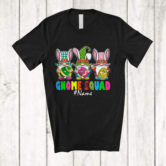 MacnyStore - Personalized Gnome Squad; Lovely Easter Three Gnomes; Custom Name Eggs Hunting T-Shirt
