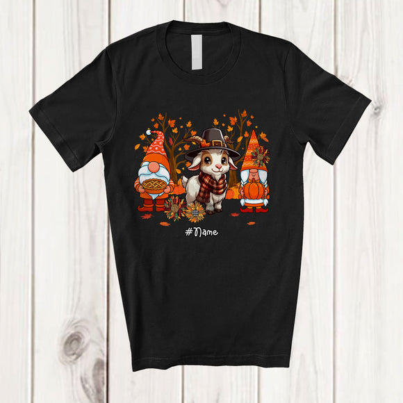 MacnyStore - Personalized Gnomes And Goat; Lovely Thanksgiving Fall Sunflower; Custom Name Farmer Farm T-Shirt
