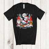 MacnyStore - Personalized Gnomes And Santa Chicken; Lovely Christmas Tree Winter; Custom Name Farmer Farm T-Shirt