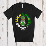 MacnyStore - Personalized Go Luck Yourself; Amazing St. Patrick's Day Custom Name Gnome Holding Shamrock T-Shirt