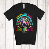MacnyStore - Personalized Goodbye 1st Hello 2nd Grade; Lovely Last Day Of School Custom Name Unicorn; Rainbow T-Shirt