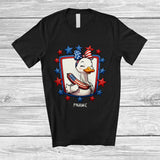 MacnyStore - Personalized Goose Eating Sausage; Amazing 4th of July Goose Bow Tie; Custom Name Patriotic T-Shirt