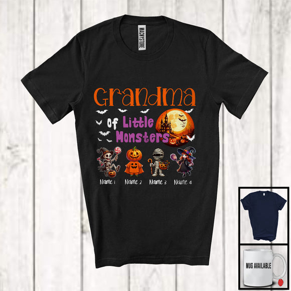 MacnyStore - Personalized Grandma Of Little Monsters; Creepy Halloween Family Custom Name Group T-Shirt