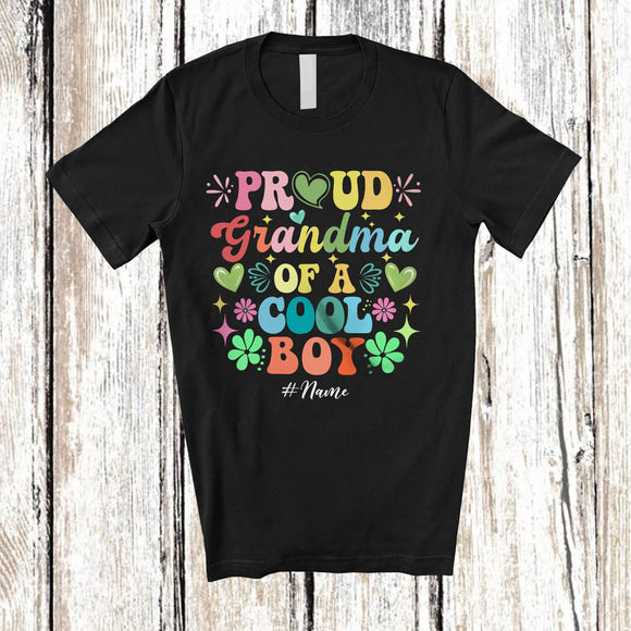 MacnyStore - Personalized Grandma Of a Cool Boy; Joyful Mother's Day Hearts; Grandson Custom Name Family T-Shirt