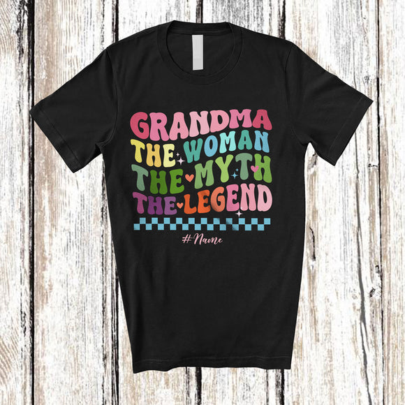 MacnyStore - Personalized Grandma The Woman Myth Legend; Lovely Mother's Day Groovy; Custom Name Family T-Shirt