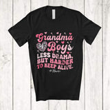 MacnyStore - Personalized Grandma of Boys Less Drama; Lovely Mother's Day Custom Name Leopard Heart T-Shirt