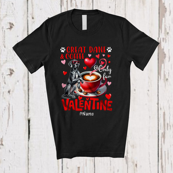 MacnyStore - Personalized Great Dane And Coffee Only For Valentine; Lovely Custom Name Single; Animal T-Shirt