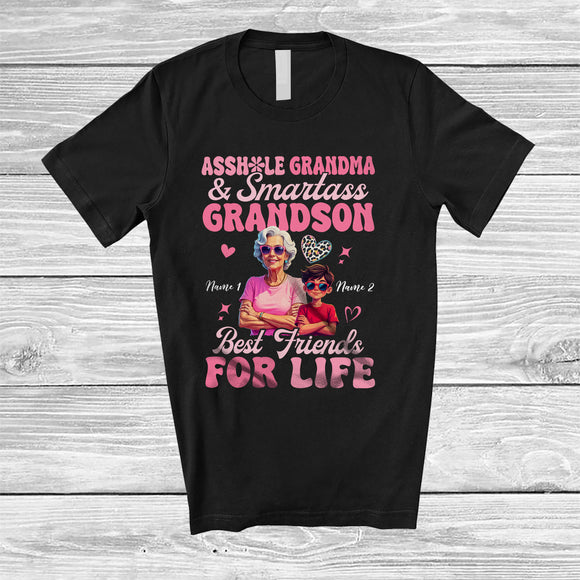MacnyStore - Personalized Groovy Asshole Grandma Smartass Grandson; Amazing Mother's Day Custom Name Family T-Shirt