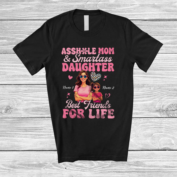 MacnyStore - Personalized Groovy Asshole Mom Smartass Daughter; Amazing Mother's Day Custom Name Family T-Shirt