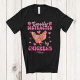MacnyStore - Personalized Groovy Easily Distracted By Chickens; Adorable Custom Name Floral Flowers; Farmer T-Shirt