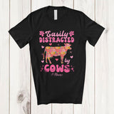 MacnyStore - Personalized Groovy Easily Distracted By Cows; Adorable Custom Name Floral Flowers; Farmer T-Shirt