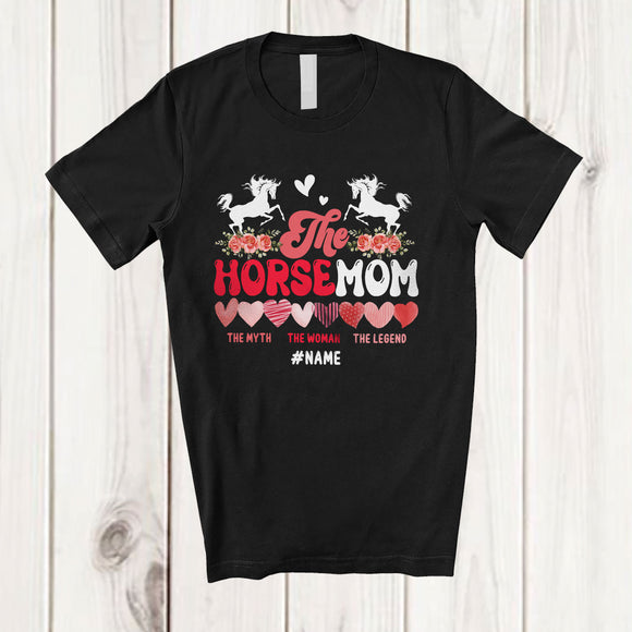 MacnyStore - Personalized Groovy HorseMom Myth Man Legend; Humorous Mother's Day Custom Name Farmer T-Shirt