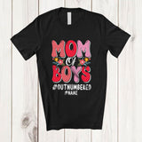 MacnyStore - Personalized Groovy Mom of Boys; Joyful Mother's Day Custom Name Mom Sons; Family Proud T-Shirt