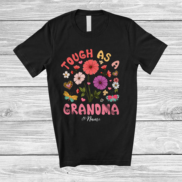 MacnyStore - Personalized Groovy Tough As A Grandma; Awesome Mother's Day Flowers; Custom Name Family T-Shirt