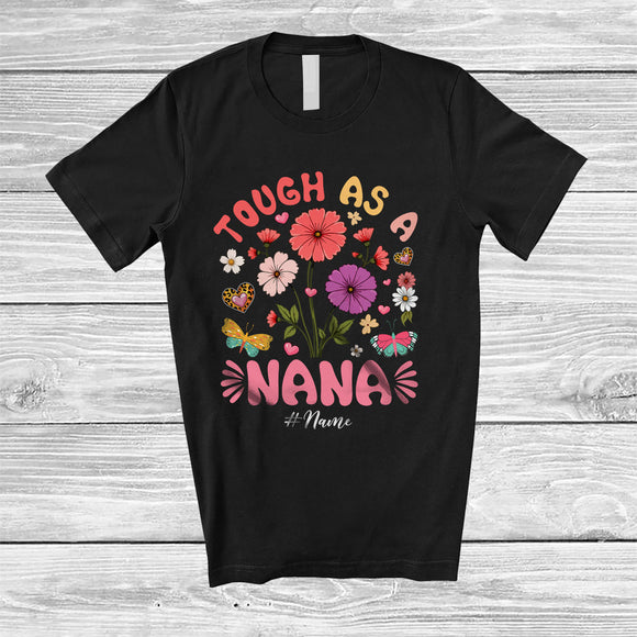 MacnyStore - Personalized Groovy Tough As A Nana; Awesome Mother's Day Flowers; Custom Name Nana Family T-Shirt