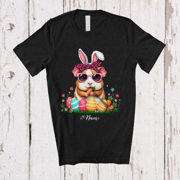 MacnyStore - Personalized Guinea Pig Sunglasses Eating Carrot; Lovely Easter Custom Name Animal Lover; Eggs Hunt T-Shirt