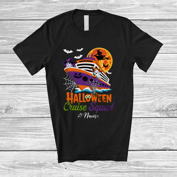 MacnyStore - Personalized Halloween Cruise Squad; Amusing Custom Name Boo Cruise Ship Moon; Vacation T-Shirt