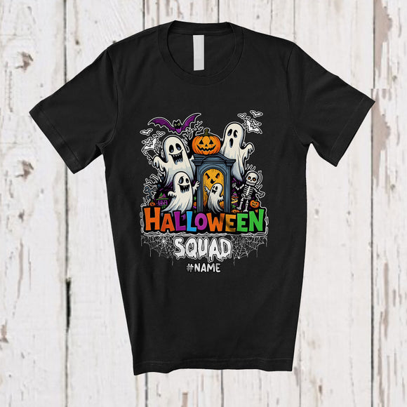 MacnyStore - Personalized Halloween Squad; Amazing Custom Name Boo Ghost Skeleton Pumpkin; Family T-Shirt