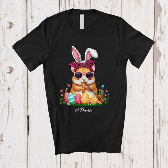 MacnyStore - Personalized Hamster Sunglasses Eating Carrot; Lovely Easter Custom Name Animal Lover; Eggs Hunt T-Shirt