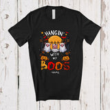MacnyStore - Personalized Hangin' With My Boos; Scary Halloween Three Pigs Ghosts; Custom Name Farmer T-Shirt