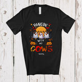 MacnyStore - Personalized Hangin' With My Cows; Scary Halloween Three Boo Ghosts; Custom Name Farmer T-Shirt