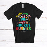 MacnyStore - Personalized Hangin' With My Hockey Bunnies Cool Happy Easter Day Bunny Sport Player T-Shirt