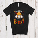MacnyStore - Personalized Hangin' With My Sheeps; Scary Halloween Three Boo Ghosts; Custom Name Family T-Shirt