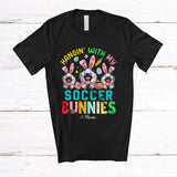 MacnyStore - Personalized Hangin' With My Soccer Bunnies; Joyful Easter Bunny Custom Name Sport Player T-Shirt
