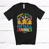 MacnyStore - Personalized Hangin' With My Softball Bunnies; Joyful Easter Bunny Custom Name Sport Player T-Shirt