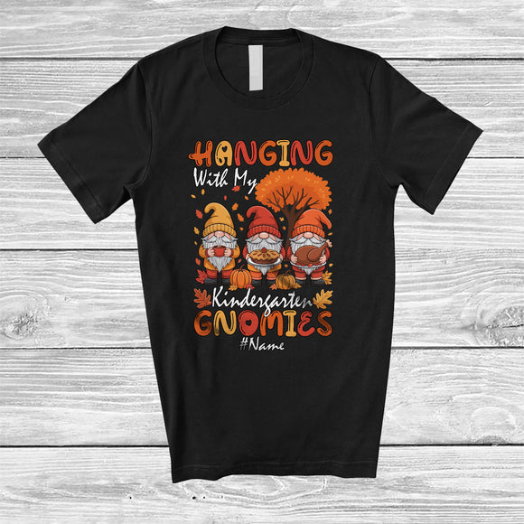 MacnyStore - Personalized Hanging With Kindergarten Gnomies; Joyful Thanksgiving Custom Name Teacher Gnomes T-Shirt