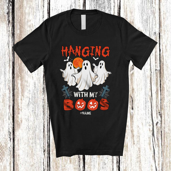 MacnyStore - Personalized Hanging With My Boos; Amazing Halloween Horror Boo Lover; Custom Name Family T-Shirt