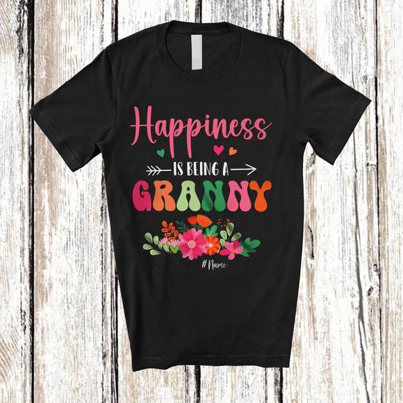 MacnyStore - Personalized Happiness Is Being A Granny; Amazing Mother's Day Flowers Floral; Custom Name Family T-Shirt