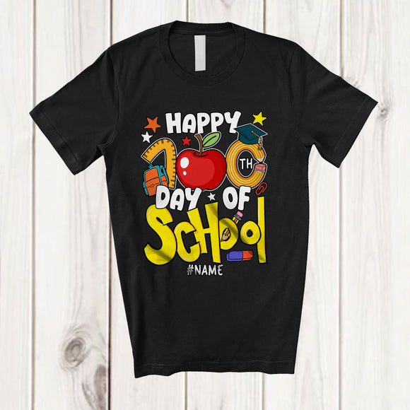 MacnyStore - Personalized Happy 100th Day of School; Adorable Pencil; Custom Name Teacher Student T-Shirt