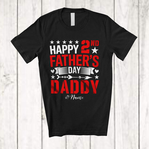 MacnyStore - Personalized Happy 2nd Father's Day Daddy; Lovely Hearts Custom Name Dad Family T-Shirt