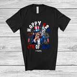 MacnyStore - Personalized Happy 420 4th Of July; Humorous Uncle Sam Smoking Smoker; Custom Name Patriotic T-Shirt