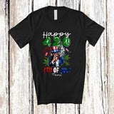 MacnyStore - Personalized Happy 420 4th Of July; Joyful Uncle Sam Smoking; Custom Name Smoker Patriotic T-Shirt