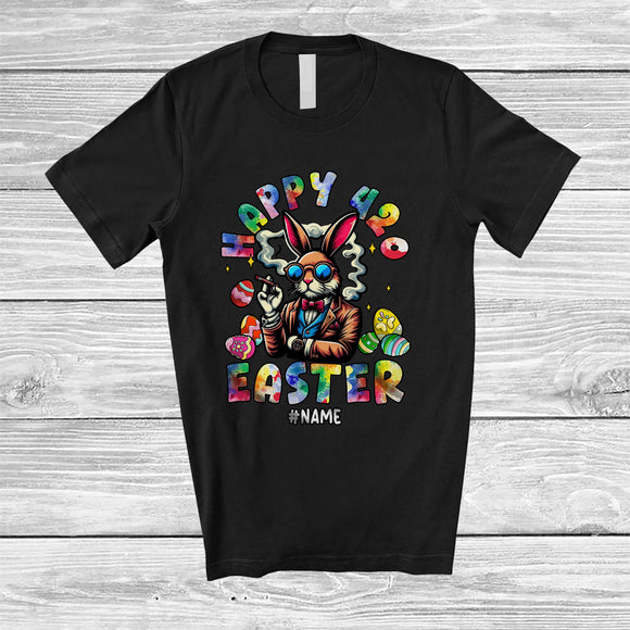 MacnyStore - Personalized Happy 420 Easter; Humorous Easter Eggs Smoking Smoker; Custom Name Family T-Shirt