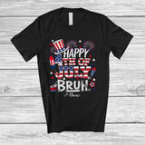 MacnyStore - Personalized Happy 4th Of July Bruh; Cheerful Firecrackers Fireworks; Custom Name Patriotic T-Shirt