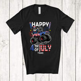 MacnyStore - Personalized Happy 4th Of July; Amazing Custom Name Cat Riding Monster Truck; Patriotic T-Shirt