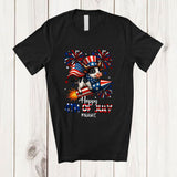 MacnyStore - Personalized Happy 4th Of July; Amusing Custom Name Cow Riding Firecracker; Patriotic Farmer T-Shirt
