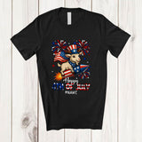 MacnyStore - Personalized Happy 4th Of July; Amusing Custom Name Goat Riding Firecracker; Patriotic Farmer T-Shirt