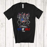 MacnyStore - Personalized Happy 4th Of July; Cheerful Three Dancing Skeleton Fireworks; Custom Name Patriotic T-Shirt