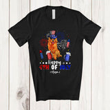 MacnyStore - Personalized Happy 4th Of July; Joyful Custom Name Golden Retriever Drinking Beer; Patriotic T-Shirt