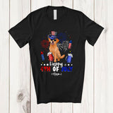 MacnyStore - Personalized Happy 4th Of July; Joyful Custom Name Labrador Retriever Drinking Beer; Patriotic T-Shirt