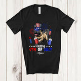 MacnyStore - Personalized Happy 4th Of July; Joyful Custom Name Pug Uncle Sam Drinking Beer; Patriotic T-Shirt
