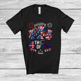 MacnyStore - Personalized Happy 4th Of July; Joyful Three Dog Paws Uncle Sam; Custom Name Patriotic T-Shirt