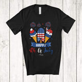 MacnyStore - Personalized Happy 4th of July; Lovely Three Ice Cream Fireworks; Custom Name Patriotic T-Shirt